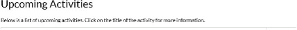 Screenshot of Upcoming Activities header